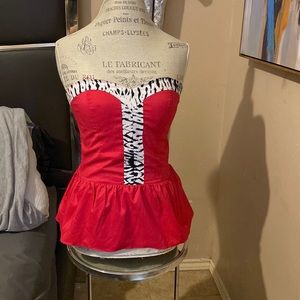 Pink & zebra strapless
